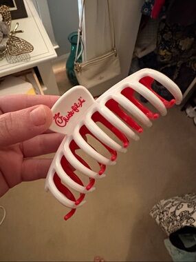 Chick-fil-A White and Red Hair Claw Clip
